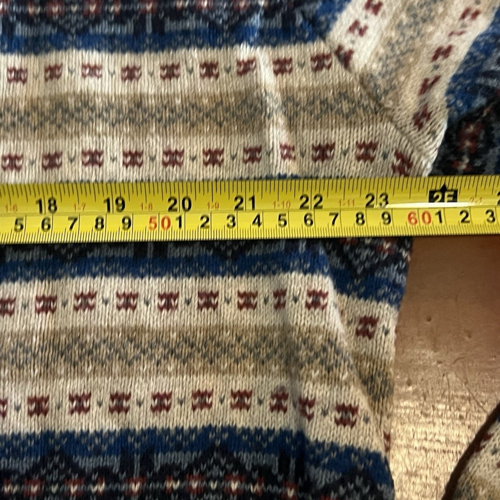 J Crew Men's Striped Fair Isle Crew Neck Sweater Size XL  Beige Blue - Picture 4 of 6